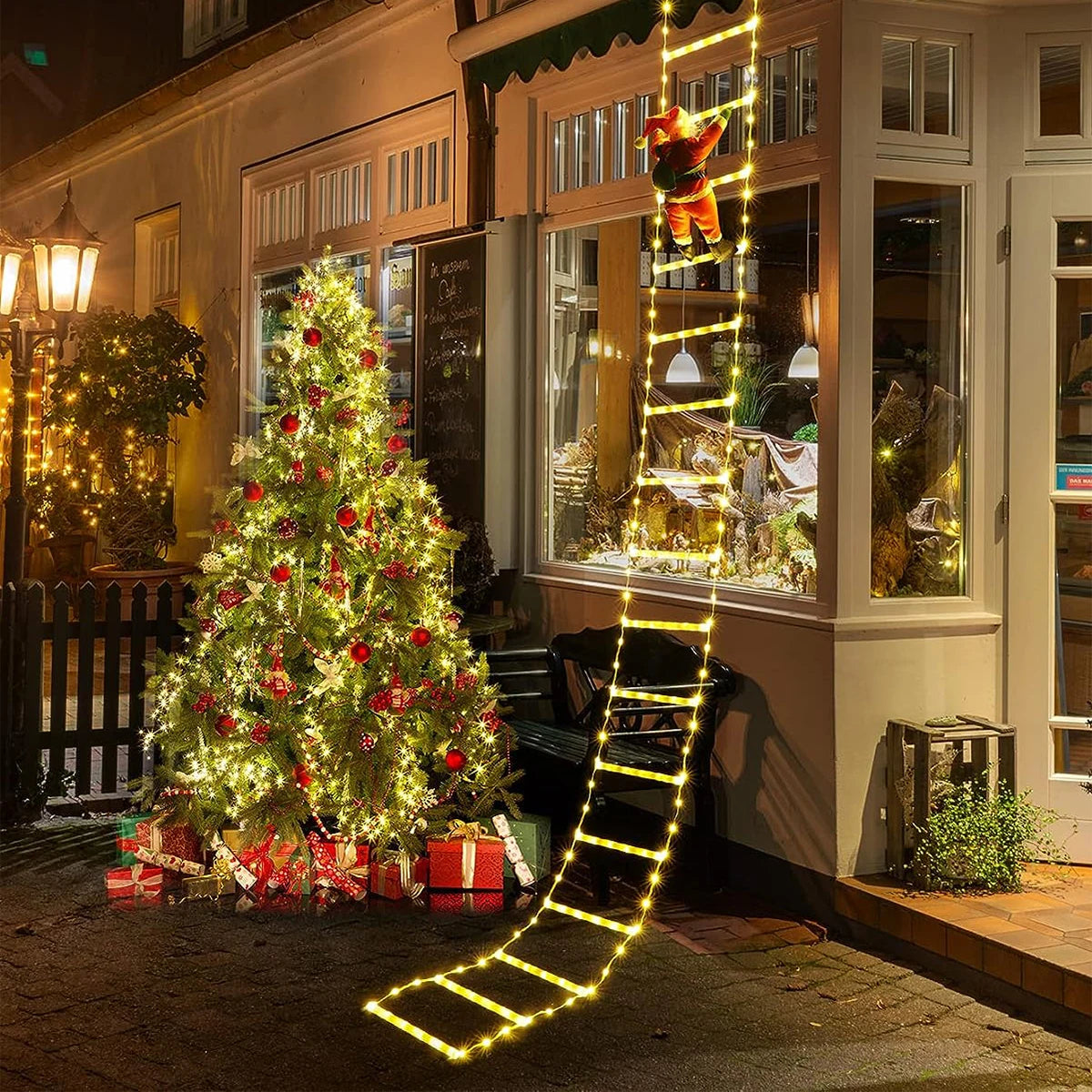 Ihomed 3M Santa Claus Climbing Ladder Warm Light 2024 Christmas Decoration for Home Outdoor Garden Cristmas tree Ornement New Year Gift