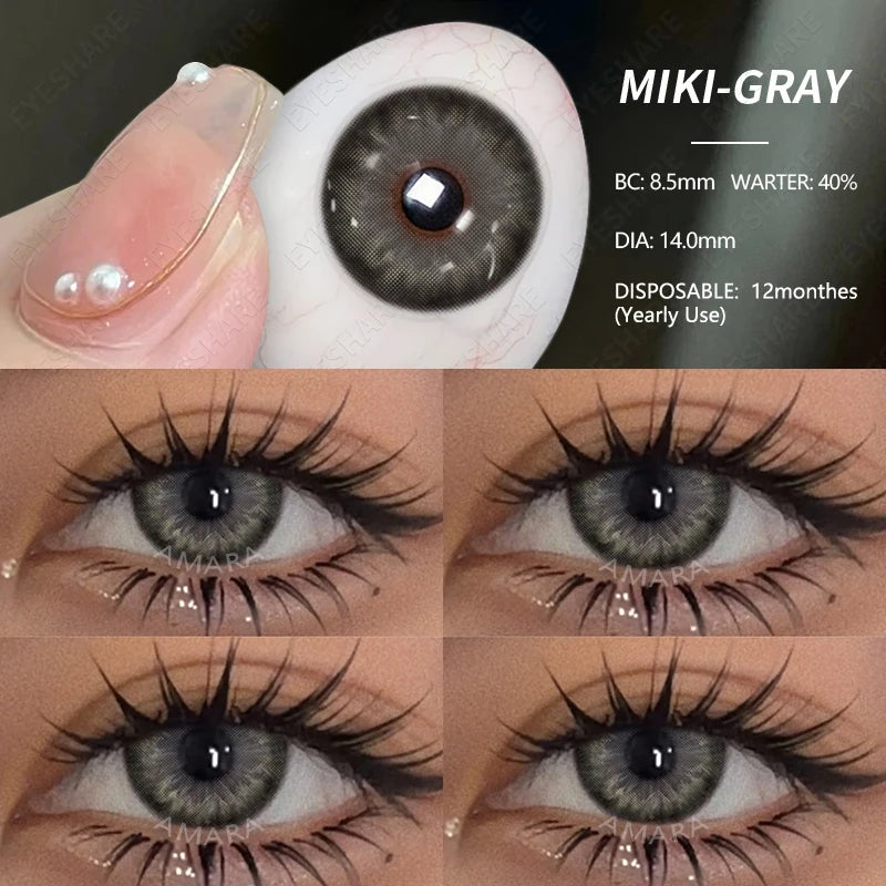 Ihomed 1Pair Contact Lenses for Eyes Color Natural Brown Beauty Yearly Cosmetic Contacts Eyes Makeup Eye Contacts Gray Lens