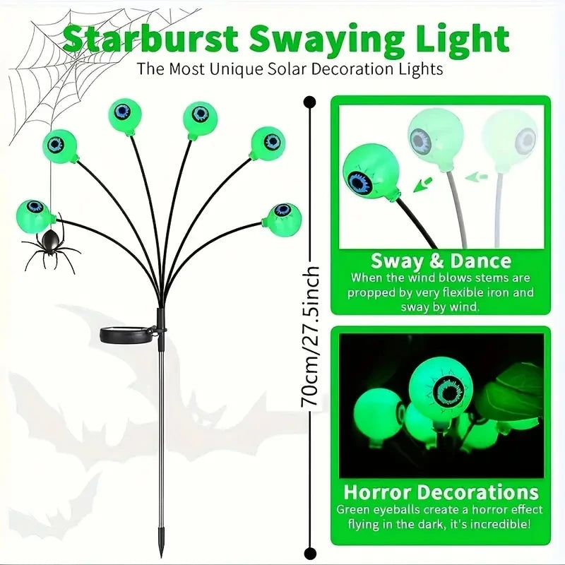 Ihomed 1pc Halloween Eyeball String Lights, Solar Energy, Courtyard, Garden, Horror, Decoration, Lawn, Ground, Plug-in Light