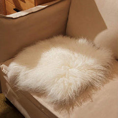 Ihomed Natural Wool Fur Seat Cushion Soft Round Square Solid Chair Sofa Pad Home Office Car Warm Decor for Autumn Winter