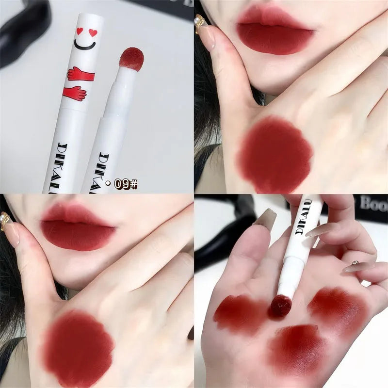 Ihomed Matte Lip Mud Air Cushion Lips Cream Brick Red Lip Glaze Powder  Lipstick Pen Non-Stick Cup Female Lip Tint Korean Makeup