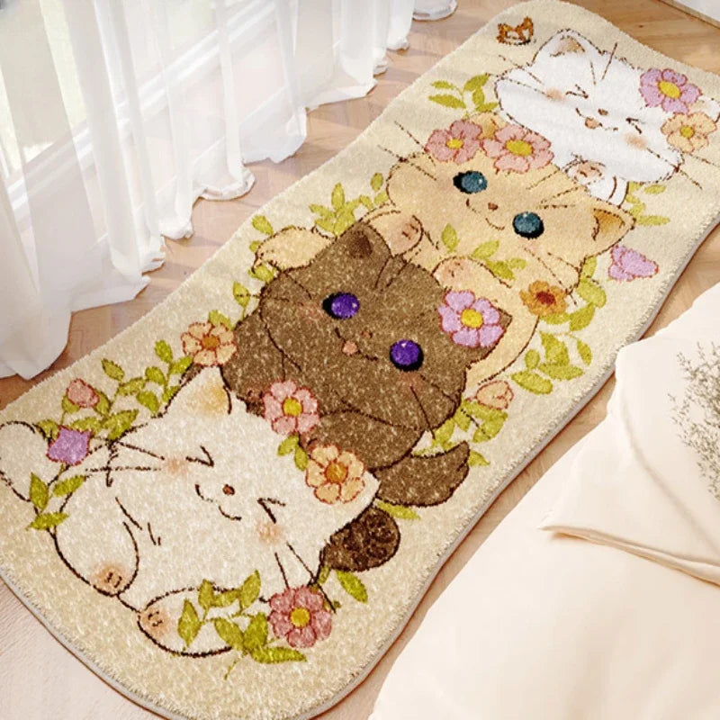 Ihomed Cute Girl's Bedroom Bedside Carpets Cartoon Pig Cat Children's Room Plush Carpet Living Room Coffee Table Soft Irregular Rug 양탄자