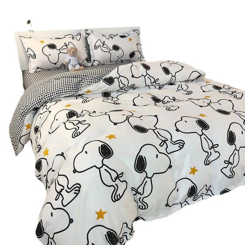 Ihomed Korean Style Bedding Set Boys Girls Twin Queen Size Duvet Cover Flat Sheet Pillowcase Bed Linen Kids Adult Fashion Home Textile