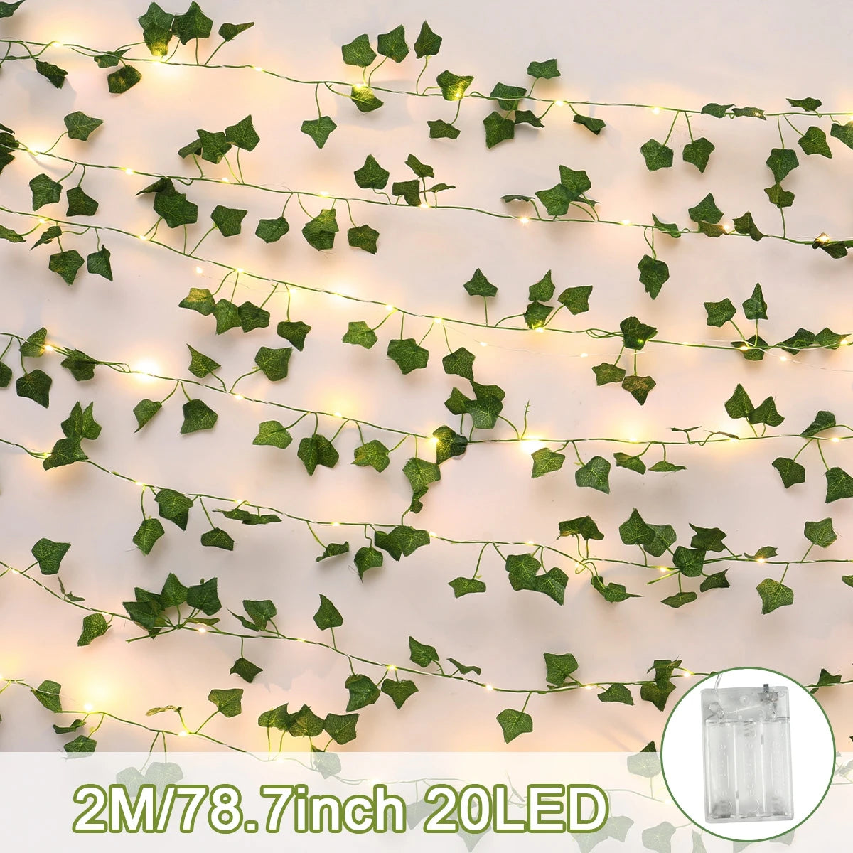 Ihomed Flower Christmas Gold Leaf String Lights Artificial Vine Fairy Lights Battery Powered Christmas Tree Garland Light for Weeding Home Decor