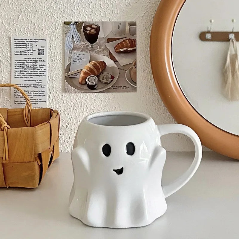 Ihomed Halloween Ghost Elf 3D Creative Cute Couple Mug Gift Afternoon Tea Breakfast Milk Cup Home Office Drinking Ceramic Cup