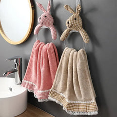 Ihomed Circular Rabbit Hand Towel Hanging Quick Drying Handkerchief Kitchen Bathroom Acceesories Household Microfiber Towel Cute 2025