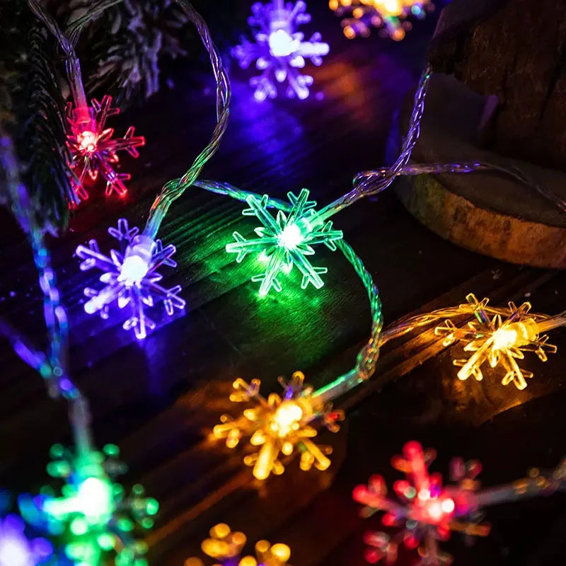 Ihomed 1/3/6M LED Snowflake Fairy Lights Battery/USB Power Copper Wire Garland Light New Year Garden Wedding Living Room Decoration