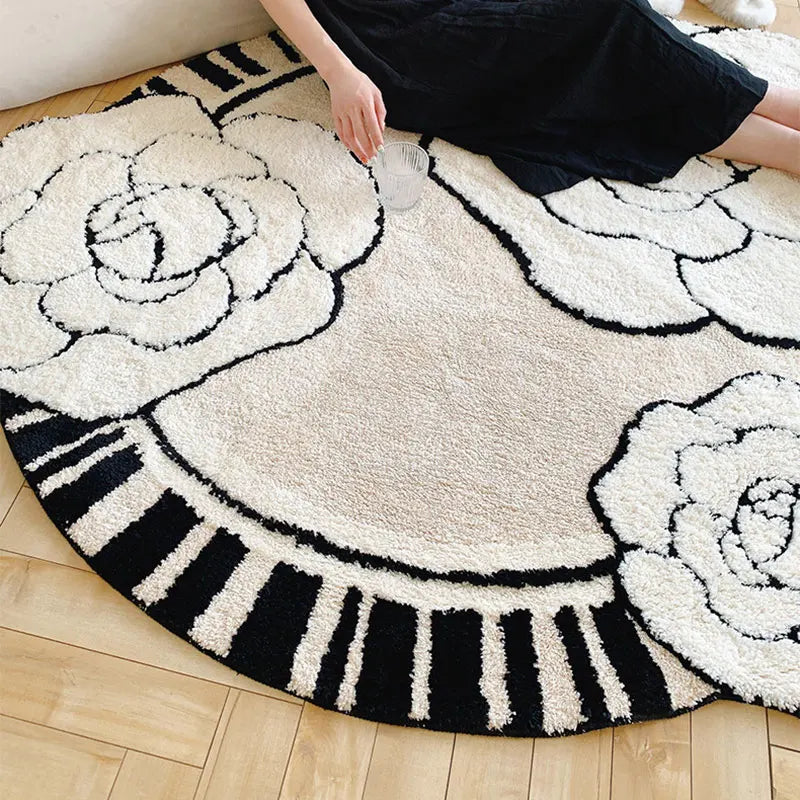 Ihomed Tufting Carpet For Living Room Creative Flower Shape Soft Fluffy Carpets Bedroom Bathroom Anti-Slip Rugs Mat Decorative Doormat