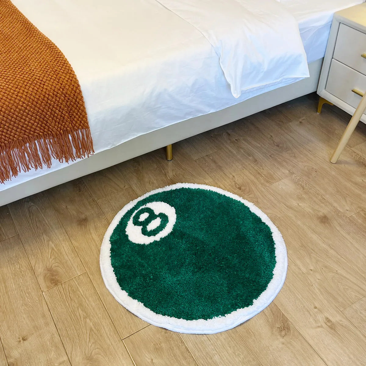 Ihomed Green No. 8 Round Billiards Tufting  Rug Carpet Soft Plush Tufted Mug Kitchen Carpet Rugs Non-Slip Abosrbent Bathroom Floor Mat