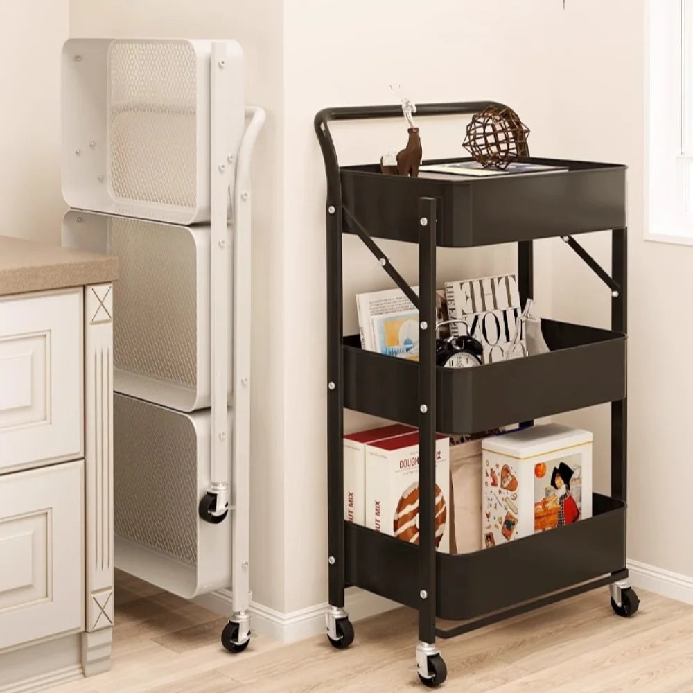 Ihomed Trolley Storage Rack Multi-layer Floor Standing Vegetable Organizer  Household Movable And Foldable Small Cart Storage Rack