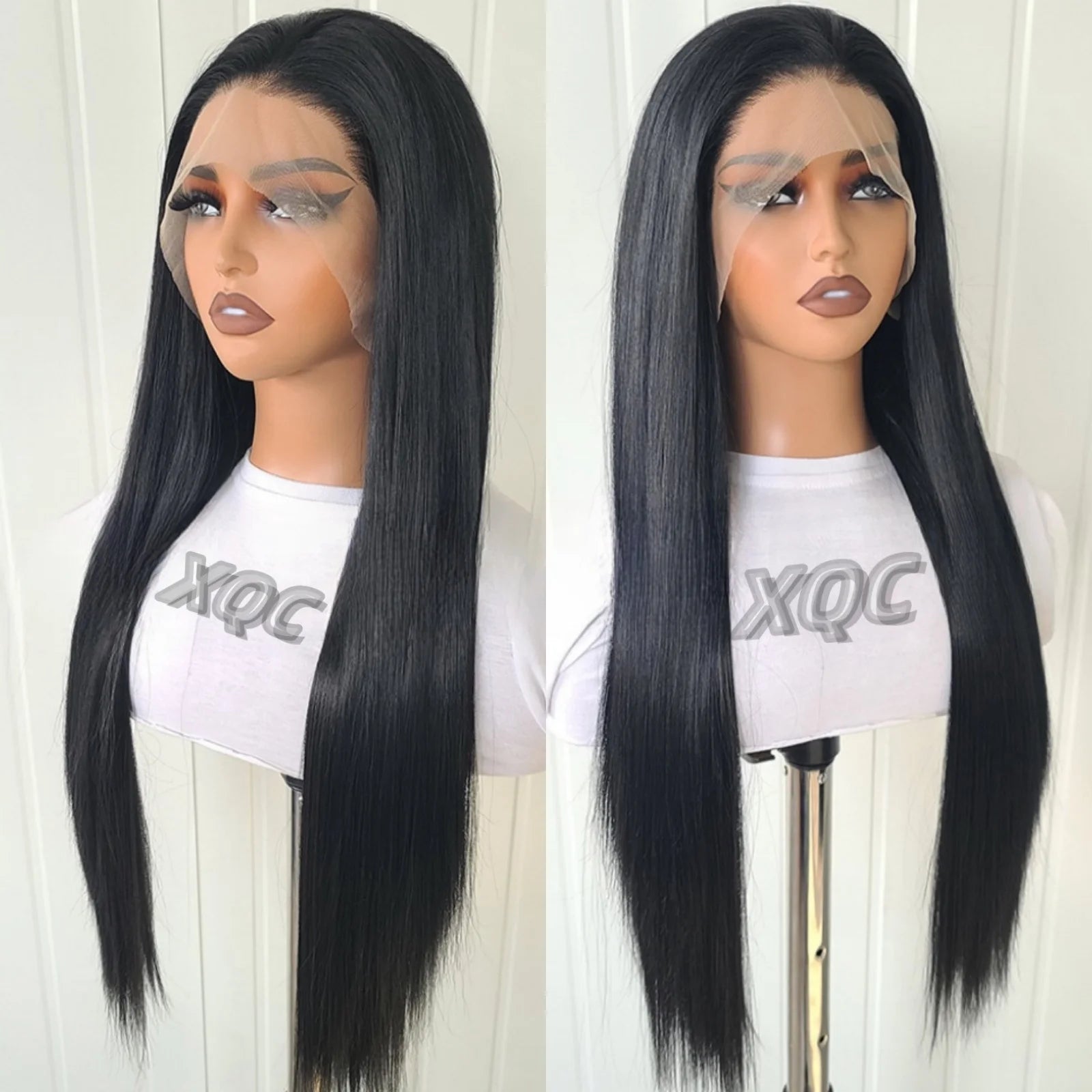 Ihomed Black Wig Straight Synthetic Lace Front Wig Glueless Wig Ready to Wear Long Black Wig Synthetic Hair Lace Frontal Wigs for Women