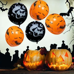 Ihomed 30/10Pcs Scary Halloween Balloons Kids Toys Pumpkin Skeleton Ghost Bar Party Decor Balloon Halloween Black Orange Latex Balloon