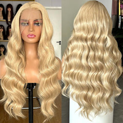 Ihomed Blonde Highlight Wig Long Wavy Synthetic Lace Front Wig Loose Deep Wave Honey Blonde Colored Hair 13X4 Frontal Wigs for Women