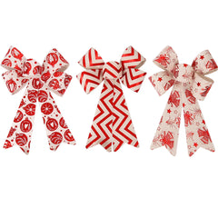 Ihomed 25cm Large Christmas Bow Pendant Christmas Decoration Stripesd Linen Bow DIY Accessories Pendant