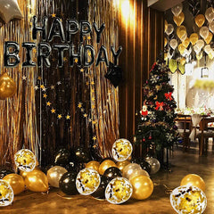 Ihomed Black Gold Happy Birthday Balloons Man Women Party Decorations Adult Kids Boy Girl 1 2 3 5 6 10 11 15 25 30 35 40 50 60 Year Old