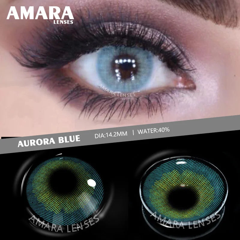 Ihomed Natural Colored Contact Lenses for Eyes 2pcs Blue Colored Contact Lens for Eyes Yearly Beautiful Makeup Contact Lense