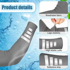 Ihomed 1Pair Summer Winter Outdoor Sun Protection Arm Sleeves Quick-drying Breathable Night Running Cycling Reflective Ice Silk Sleeves