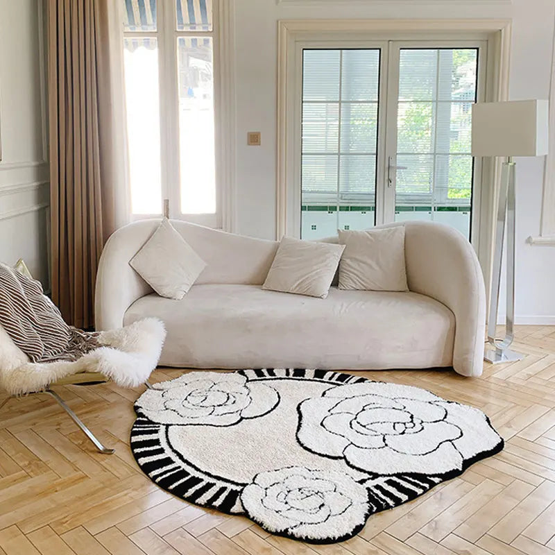 Ihomed Tufting Carpet For Living Room Creative Flower Shape Soft Fluffy Carpets Bedroom Bathroom Anti-Slip Rugs Mat Decorative Doormat