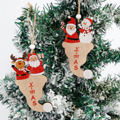 Ihomed Santa Claus Wooden Sign Pendant Scene Layout, Small Hat, Christmas Tree Decoration,