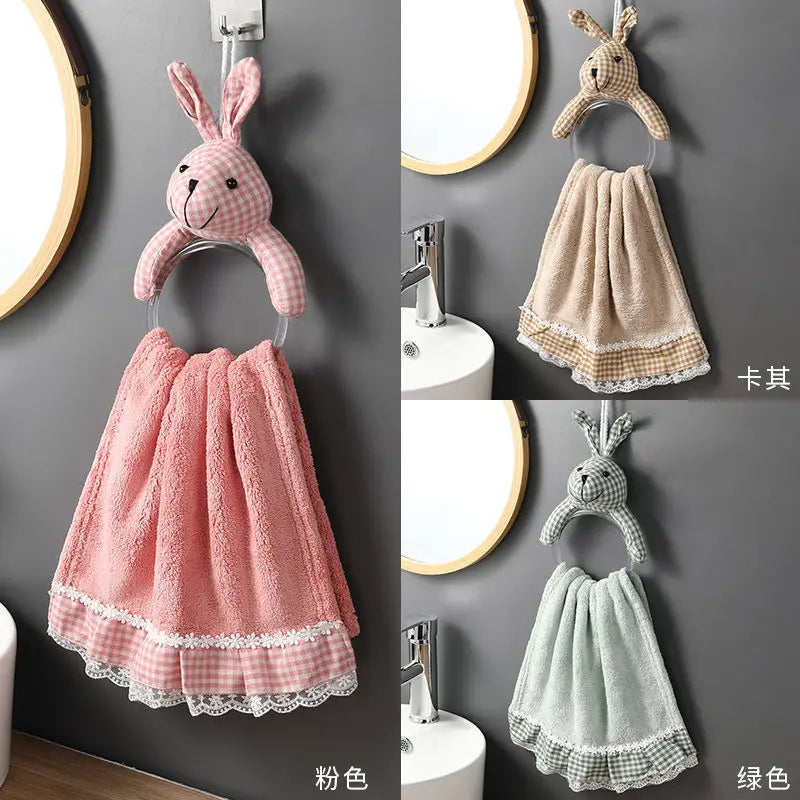 Ihomed Circular Rabbit Hand Towel Hanging Quick Drying Handkerchief Kitchen Bathroom Acceesories Household Microfiber Towel Cute 2025