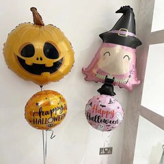 Ihomed Huge Standing Skeleton Pumpkin Ghost Halloween Balloons Witch Bat Foil Ballon Kids Toys Globos Birthday Halloween Party Decor