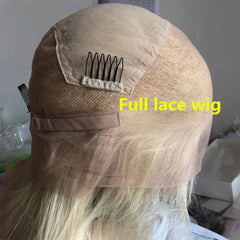 Ihomed Stunning Blonde Bob Wigs Highlights Ashy Brown Blonde Full Lace Wig 100% Human Hair HD 13x6 Straight Lace Front Wig Dark Roots