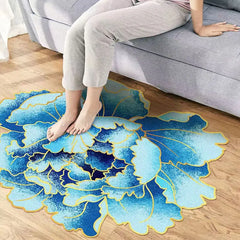 Ihomed 3D Golden Diamond Velvet Irregular Flower Carpet Living Room Decoration Balcony Bedroom Mat Bedroom Bedside Rug Room Decor