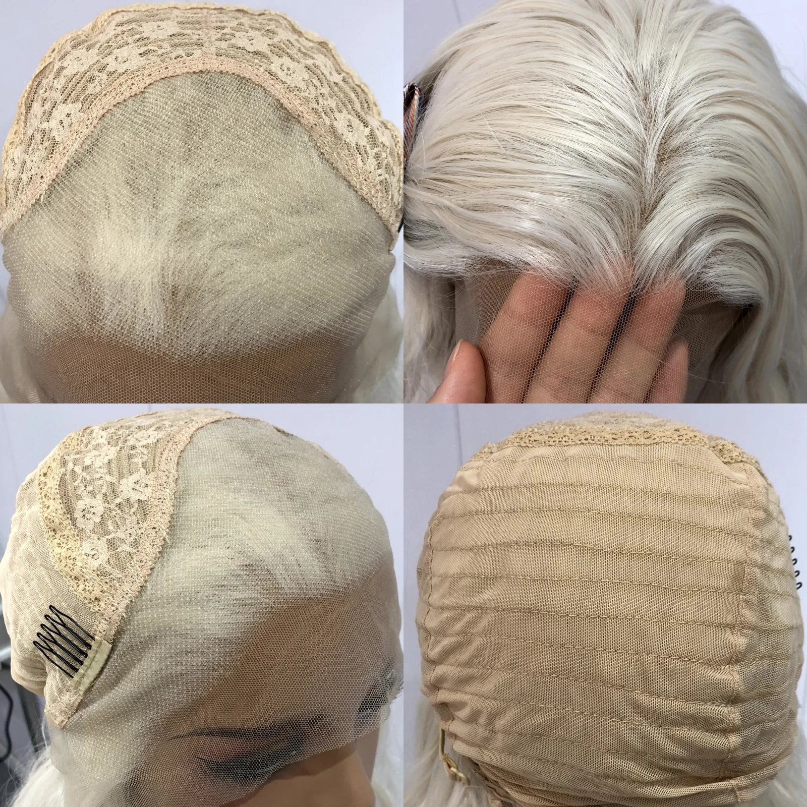 Ihomed Platinum Blonde Long Curly Synthetic Lace Front Wig Natural Wavy Deep Wave White Blond Colored Hair 13X4 Frontal Wigs for Women