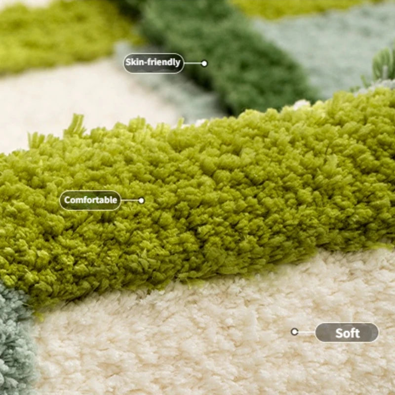 Ihomed Carpet for Living Room Cute Large Area Green Plaid Children Bedroom Fluffy Moss Rugs Home Decoration IG Luxury Mats ковер 러그