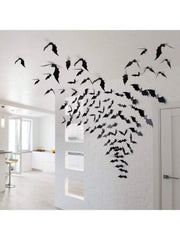 Ihomed 60pcs 3D Waterproof black Bats Wall Decor Halloween Decor