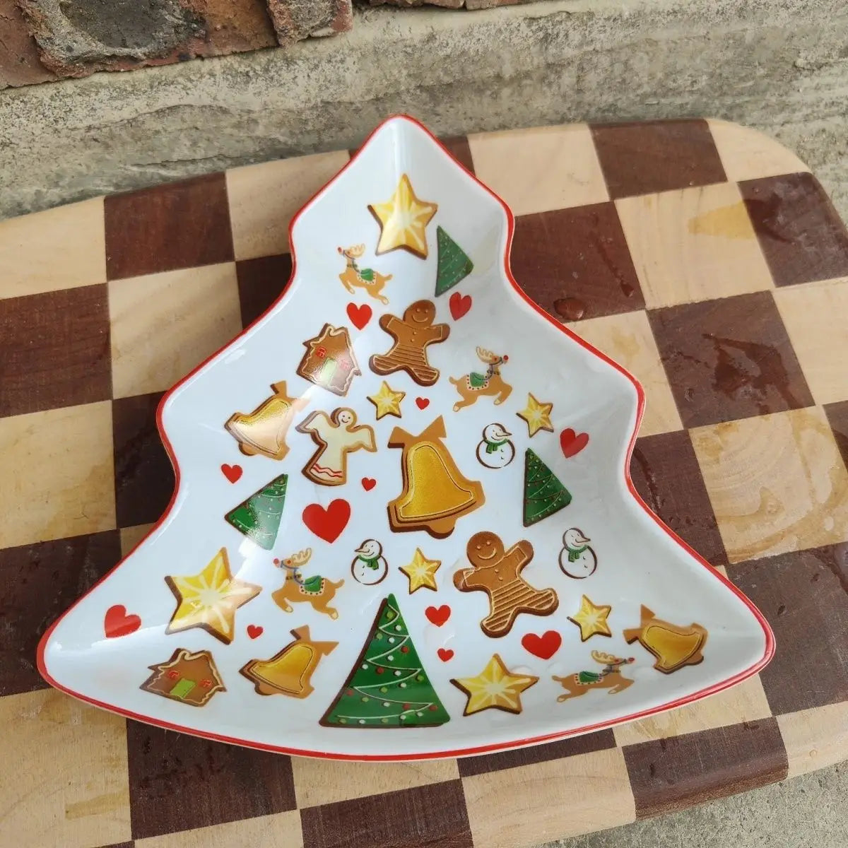 Ihomed Christmas Tree Plate Creative Ceramics Household Kitchen Acceesories Coceramic Complete Tableware Dinner Sets Home Decoration