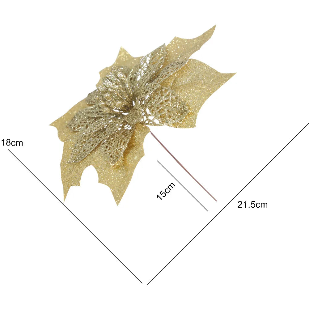 Ihomed Gold Powder Christmas Flower, Tree Decoration Accessories