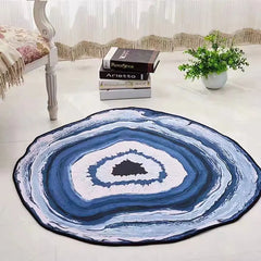 Ihomed 3D Wooden Grain Carpet Round Annual Rings Living Room Area Rug Kids Bedroom Play Rug Chair Mat Doorway Rugs Non-Slip Bath Mat