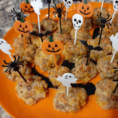 Ihomed 10-30pcs Plastic Halloween Toothpicks Pumpkin Ghost Bat Fruit Fork Dessert Cocktail Cake Decoration Picks Halloween party Supply