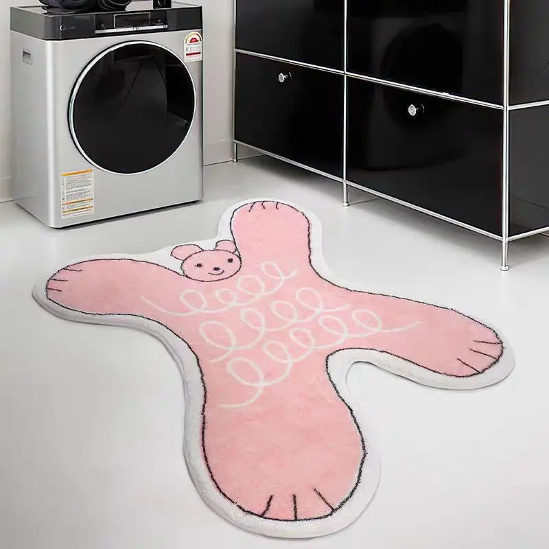 Ihomed Cute Bear Carpet Cartoon Pink Girl Hug Bear Bedside Floor Mat Thickened Bedroom Rug Children's Gifts Rugs