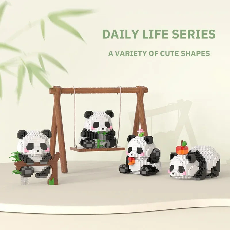 Ihomed Creative DIY Assemable Animal Cute MINI Chinese Style Animal Panda Building Block Educational Boy Toys For Children Model Bricks