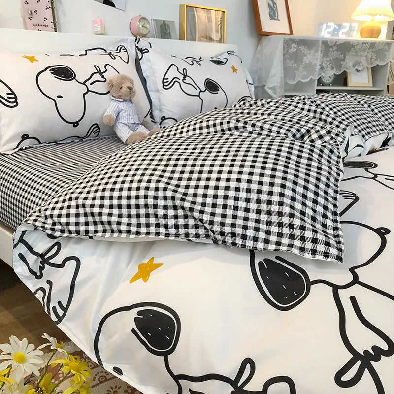 Ihomed Korean Style Bedding Set Boys Girls Twin Queen Size Duvet Cover Flat Sheet Pillowcase Bed Linen Kids Adult Fashion Home Textile