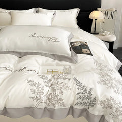 Ihomed 100S High-end lyocell bed linen sets cooling silky summer Comforter bedding set Embroidered duvet Quilt cover set Full sheet set