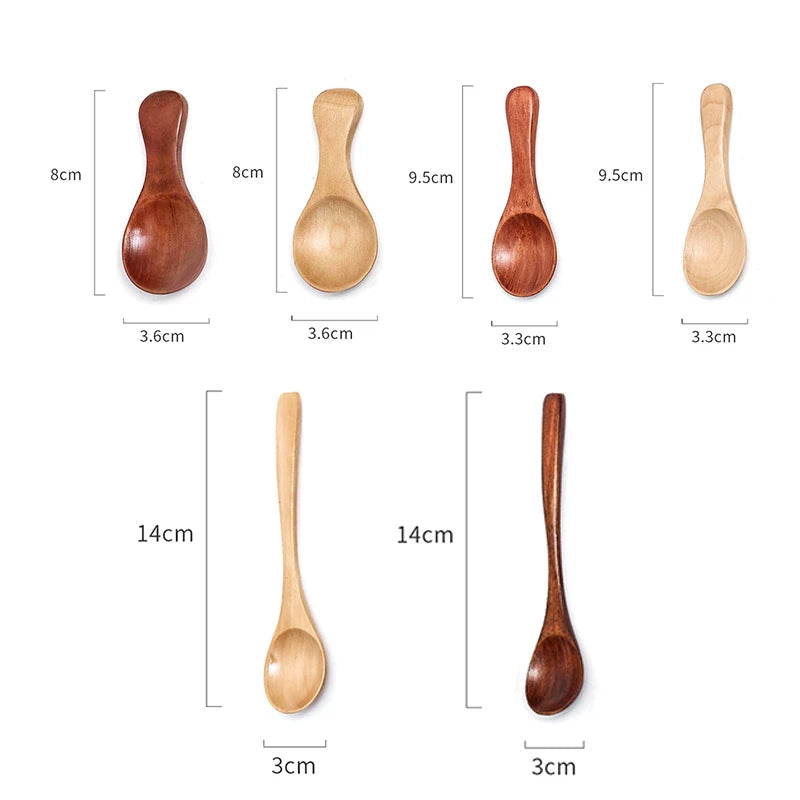 Ihomed 1PC Mini Natural Wooden Spoon Children Scoop Tea Coffee Condiment Salt Seasoning Sugar Spoon Ice Cream Tea Leaf Home Tableware