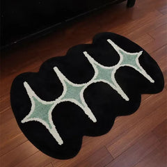 Ihomed Black And Green Rug Nordic Soft Tufted Irregular Floor Mat Bathmat Bedroom Carpet Home Aesthetic Room Decor