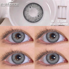 Ihomed 1Pair Color Contacts Lenses Color Lens Eyes Natural Gray Eyes Contacts Lenses Yearly Beauty Makeup Fashion Blue Lenses