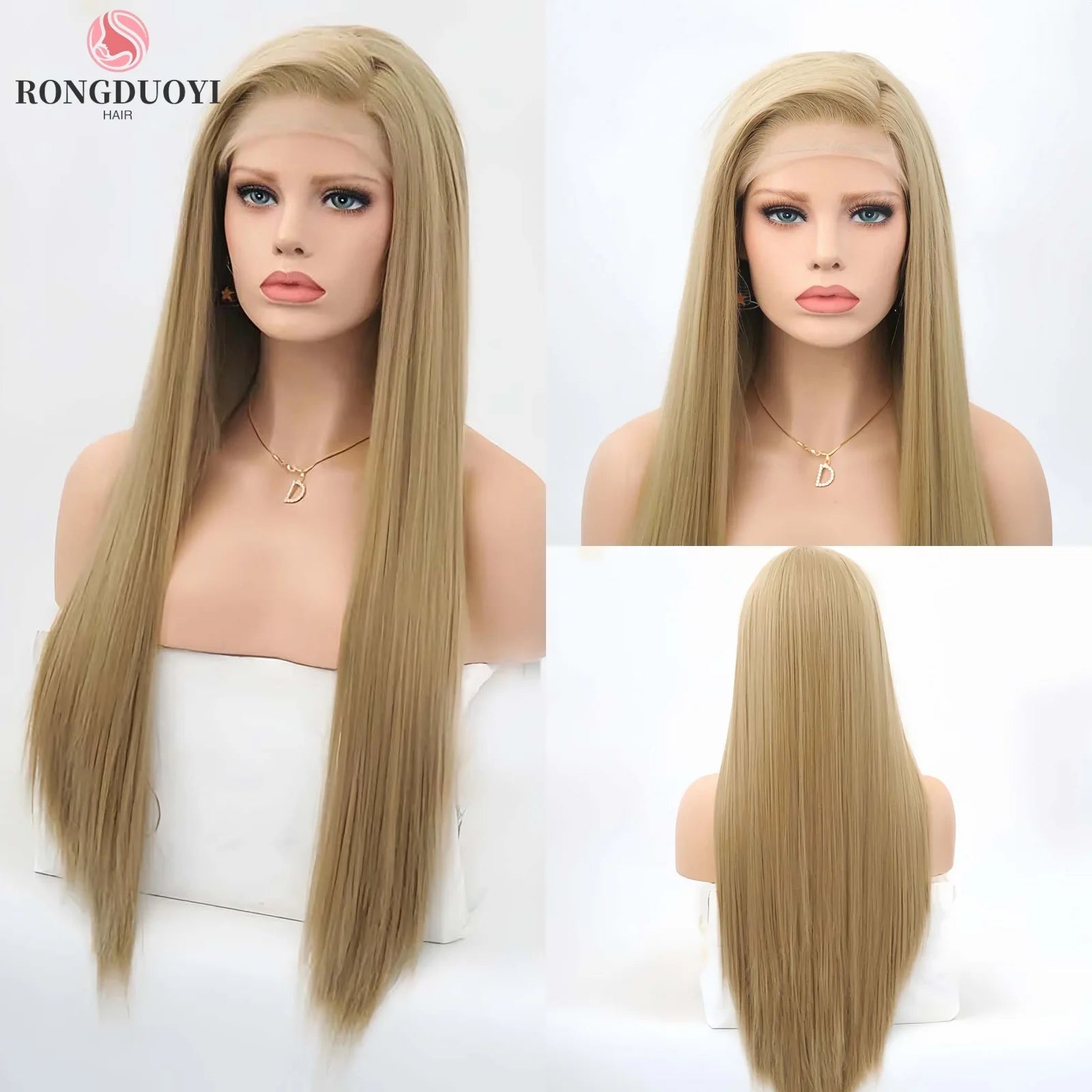 Ihomed Ash Blonde Wig Long Straight Synthetic Lace Front Wig Jet Black Platinum Blonde Hair Colored Lace Frontal Wigs for Women Party