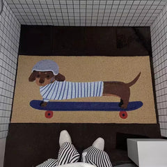 Ihomed PVC Dachshund Doormat Cuttable House Entrance Welcome Mat Rug Carpet Anti Dust Pad Outdoor Aesthetic Home Room Decor 40x80cm