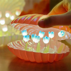 Ihomed Tulip Seashell Nightlight DIY Tulip Night Light Cute Handmade Tulip Flower DIY Bedside Lamp for Birthday Christmas Gift Romantic