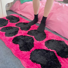 Ihomed Tufting Long Pink Rug Heart Shape Carpet Living Area Bedroom Floor Anti Slip Pad Baby Kids Room Home Nursery Decor 50X140CM