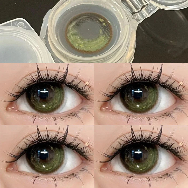 Ihomed Two pieces Color Contact Lens CompanionFor Eye Use Lenses Green Blue Color Cosmetics Student Accessories Soft Lens Natural Anime