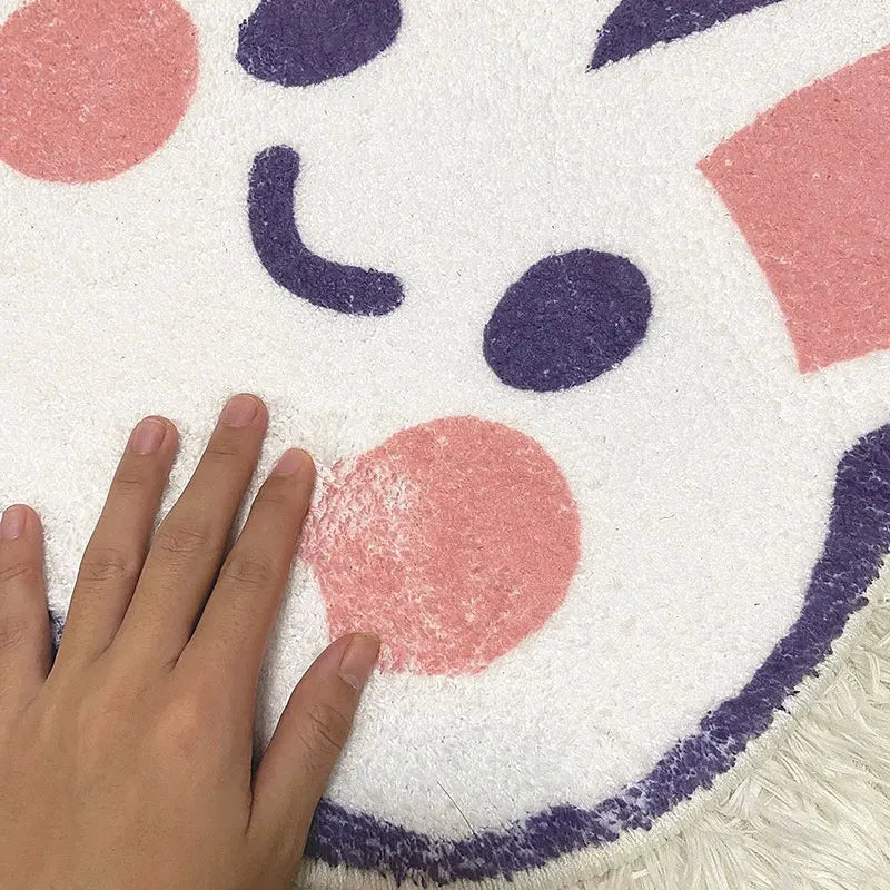 Ihomed Cute Ins Cartoon Carpet For Children's Room Girl Bedroom Bedside Rug Rabbit Entrance Doormat Bathroom Floor Mat Kawaii Home Deco