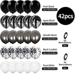 Ihomed 42pcs 12inch Black Confetti Agate Latex Balloons Happy Birthday Party Decorations Kids Adult Wedding Anniversary Globos Supplies