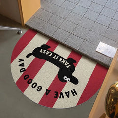 Ihomed Semicircle PVC Welcome Doormat Cuttable American Cartoon Dog Entrance Mat Rug Carpet Anti Dust Door Floor Pad Outdoor Home Decor