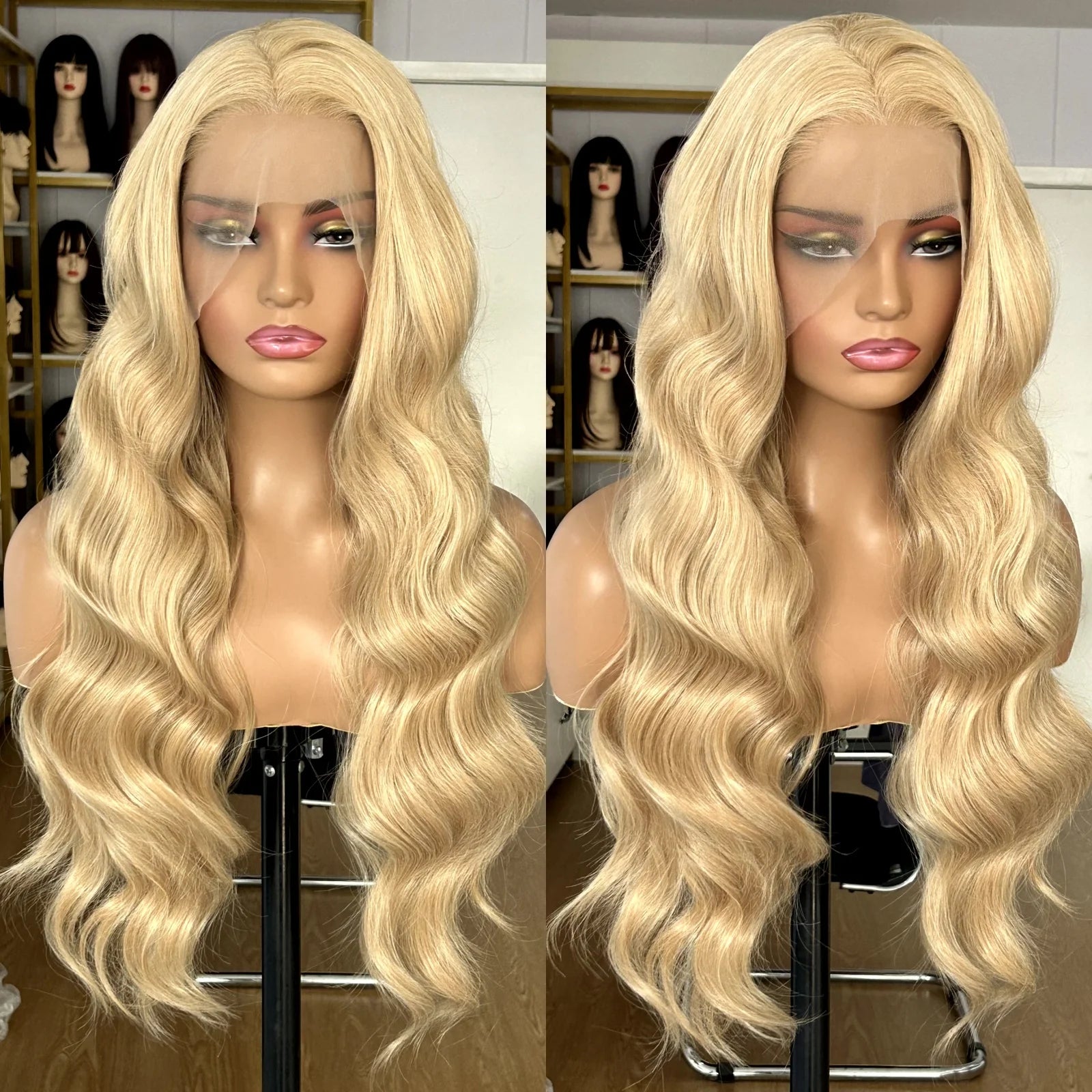 Ihomed Blonde Highlight Wig Long Wavy Synthetic Lace Front Wig Loose Deep Wave Honey Blonde Colored Hair 13X4 Frontal Wigs for Women